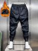 Outono e Inverno Forrado com Lã Quente Para Levar Motociclista Motocicleta À Prova de Vento Calça de Couro Masculina Preto Puro Boca Pequena Espessada Casual Longa