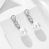 Pendientes largos elegantes de plata de ley con perlas, de estilo europeo y americano, personalizados, de lujo, con incrustaciones de diamantes, elegantes y de moda.