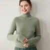 Estilo Novo Outono e Inverno Suéter de Caxemira com Gola Alta de Pelo para Mulheres Cor Pura Gola Alta Engrossada Suéter Macio e Sedoso Amigo da Pele Camiseta de Tricô Base
