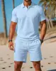 Conjunto de Dos Piezas Casual Versátil de Verano para Hombre Estilo Nuevo Europeo y Americano 2025 Moda Camisa Polo y Shorts Tendencia Transfronteriza