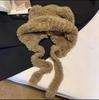 Gorro de Lana Tejido Cálido Estilo Japonés para Mujer con Orejas de Oso, Cara Delgada, Protección para las Orejas, Oso Cola de Golondrina Polar de Peluche
