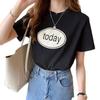 Camiseta de Manga Corta para Mujer 2025 Verano Estilo Coreano Estudiante Estampado de Letras Top Ropa para Mujer Una Pieza Venta al por Mayor Casual Versátil