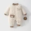 Macacão de bebê, 200g, com acolchoamento de algodão adicionado, adequado para passeios de outono e inverno, algodão fino, espessado, macacão conversível, roupas infantis