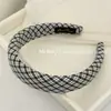 Diadema de Tela a Cuadros Estilo Universitario Coreano, Moderna y Fresca, Diadema Ancha de Esponja, Diadema de Parte Superior Alta, Elegante Accesorio para el Cabello para Salir