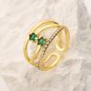 Aogu Anillo Abierto Geométrico Simple de Zirconia Europeo y Americano para Mujer Diseño Calado Anillo Elegante de Alta Gama Nuevo Producto Transfronterizo