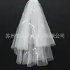 V346 Velos de Novia Blancos de Doble Capa Hechos a Mano con Lazo Coreano Vestido de Novia Fotografía Tocado de Gasa Suave Venta al por Mayor