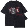 Playera Negra Vintage Lavada Harajuku Estampado Anime 20