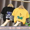 Camiseta de manga larga para niño, capa base para niños medianos y mayores, ropa interior, camiseta 100% algodón, estilo Primavera/Otoño 2026, top tipo dos piezas falso, atractivo