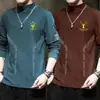 DestaqueCamisa básica unissex de gola alta, veludo dupla face, veludo alemão, outono e inverno, forrada com fleece, espessa, quente, versátil, corte justo