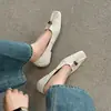Zapatos de Mujer para Commuter de Cuero Genuino, Estilo Europeo, Hebilla de Metal, Plisados de Piel de Oveja, Tacón Bajo Grueso Cuadrado, Otoño 2026
