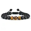 Pulsera trenzada de piedra volcánica popular de Amazon para hombre, pulsera de ojo de tigre con cuentas, pulsera de moda hecha a mano para hombre