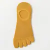Calcetines de cinco dedos para mujer, verano, malla fina transpirable, puntera dividida, color liso, antipelusas, antideslizantes, sin deslizamiento del talón, invisibles de corte bajo