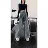 Jeans Vintage de Cintura Alta Wide Leg Estilo Hong Kong Feminino Outono Novo Verão Tendência Solto Emagrecedor Reta