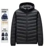 Chaqueta Ligera de Plumas Unisex Otoño/Invierno Abrigo de Plumas Cálido para Hombre Chaqueta de Plumas Moderna con Capucha