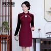 Vestido de veludo novo 2024 tendência Chen Miaoyan feminino plus size vestido de mãe cheongsam aprimorado fabricantes atacado