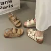 Sandálias Romanas Boken versáteis saia de sola grossa esportes novo estilo peça externa deslocamento legal combinando praia Sapatos Franceses mulheres verão