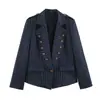 Fabricante de ropa de mujer transfronterizo al por mayor 2026 Moda europea y americana blazer a rayas con un solo botón decorado con botones de bolsillo