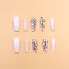 Uñas Postizas Color Nude con Mariposas y Flores de Cerezo, Diseño Mariposa Danzante Flor de Cerezo, 30 Piezas Puntas de Uñas Estilo Largo, Tiras Nude al por Mayor