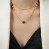 Collar con colgante de ágata natural de azúcar cuadrada de doble capa, venta caliente transfronteriza, joyería de cadena de clavícula de temperamento exquisito que combina con todo, reina madre occidental