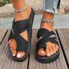 Pantuflas para Mujer, Exteriores de Verano con Suela Gruesa, Sandalias de Cuña de Moda Estilo Coreano con Tira Cruzada para el Hogar, Antideslizantes, Versátiles Chanclas de Playa