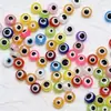 Cuentas planas redondas de resina color azul ojo turco de la suerte transfronterizas, accesorios para hacer joyería DIY, se envía en 48 horas