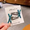 Pasador de Pelo Estilo Coreano Azul Plata Cuero Niños Versátil Lazo Hecho a Mano Clip de Pato Pinza para Flequillo Rizo Roto Pinza Lateral