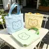 Bolsa de Lona Fofa de Ursinho Gordo Desenho Animado, Bolsa Tote Portátil Compacta Personalizada, Bolsa para Marmita de Estudante para Passeios