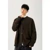 Suéter de cuello redondo estilo Old Money, colección otoño/invierno para hombre, top de manga larga relajado y sofisticado, cárdigan de punto color Maillard