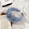 Faixa de Cabeça Plissada de Lã Azul Klein de Alta Qualidade com Aba Larga para Mulheres com Parte Superior do Crânio Elevada Outono e Inverno Faixa de Cabeça Grampo de Cabelo Acessório de Cabelo
