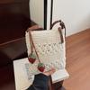 Bolsa Pequeña Cuadrada Tejida de Hilo Grueso para Verano 2025 Bolsa de Paja Bolso Cruzado Bolso de Hombro Estilo Pequeño Lindo Bolsa Diaria para Vacaciones