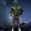 Fantasia Infantil de Halloween Capitão América Hulk Homem-Aranha Homem de Ferro Thor Cos Traje de Performance Muscular