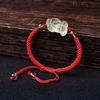 Cristal amarillo limón natural sapo dorado valiente pulsera de cuerda roja para amantes cuerda de mano tejida roja y negra al por mayor