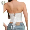 Nuevo Corsé de Corte Fruncido Soporte de Pecho Ropa Moldeadora de Cuerpo Control de Abdomen Correa de Sujeción Ajustada Corsé Sujetador Acanalado Faja