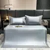 Juego de Tres Piezas de Alfombrilla de Seda de Hielo de Color Sólido de Gama Alta, Alfombrilla Plegable Fresca de Verano Lavable para Aire Acondicionado, Alfombrilla de Alta Densidad