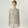 Suéter de punto para mujer de otoño e invierno, cuello en V, seda y cachemira, corte holgado y ajustado, suéter de punto liso versátil