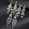 Brincos Europeus e Americanos Exagerados com Franjas de Flor Cravejadas de Diamantes, Brincos Fashion Retro Exquisitos, Brincos de Luxo Leve e de Alta Qualidade para Mulheres