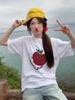 Gran Venta Camisetas de Media Manga Estampadas Coreanas Europeas y Americanas, Camisetas de Manga Corta de Algodón Puro Simples y Versátiles para Mujer, Frescas