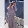 Traje Deportivo Casual Morado para Mujer en Primavera y Otoño, Pequeño, Moderno, Delgado, Sudadera Corta, Pantalones de Pierna Ancha, Conjunto de Dos Piezas