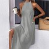 2025 Ropa de Mujer Europea y Americana Amazon Estación Independiente Color Sólido Suelto Vestido Largo Vestido Chaleco Falda Slip Delgado Lujo Ligero