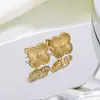 Pulsera de trébol de cuatro hojas de acero de titanio transfronteriza, juego de trébol de cuatro hojas, collar, anillo, pendientes, juego de joyería de acero de titanio con láser al por mayor