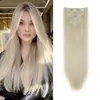 Peças de Peruca Europeias e Americanas Transfronteiriças em Estoque 16 Cartões Conjunto de 6 Peças de Extensões de Cabelo Fibra Química Cabelo Longo Reto Feminino Extensões de Cabelo com Clipe Conjunto