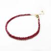 Pulsera de Gema Granate Color Vino Facetada Anillo Único Pulsera Muy Delgada de Perlas Redondas de 3 mm Cadena de Cola de Oro de 14k para Mujer Regalo ins14k
