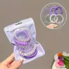 Novo Cordão de Telefone Colorido em Gradiente Corda de Cabelo para Meninas Anel de Cabelo Elástico Alto para Coque Acessório de Cabeça com Cordão de Telefone