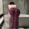 Lencería con Tema Naranja Estilo Europeo y Americano Deseo Puro Camisón Sexy Encaje Transparente Vestido Camisola Deseo Puro Cadena Abertura Cheongsam