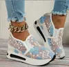 Moda Feminina 2024 Sapatos Casuais Respiráveis de Malha com Salto Interno e Solado Plano Suporte para Plataforma Transfronteiriça Drop Shipping