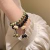 Novedad Pulsera de Sándalo Verde con Borla de Manglietia para Mujer Pulsera Xia Nuevo Estilo Chino Marea Nacional Diseño de Nicho Lujo Ligero Diario