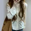Camisa de Manga Larga Bordada Jacquard Estilo Vacaciones Francesas de Principios de Otoño para Mujer, Estilo Suelto Suave Versátil, Top Pequeño
