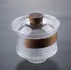 Tapa de Bol Nuevo Estilo Tazón de Humo Gris Vidrio Tazón de Té Filtro Kung Fu Set de Té Taza de Té Tapa de Nogal Té Cigarrillo Individual