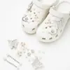 Charms para sapato Croc DIY corrente de pulseira de flor de pérola tridimensional flor de sapato estilo balé removível acessório de sapato decoração