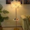 Lámpara de Noche Nórdica para Dormitorio Lámpara para Sala de Estar Estilo Creativo de Celebridad de Internet Decoración de Ambiente Lámpara de Pie de Plumas de Pie